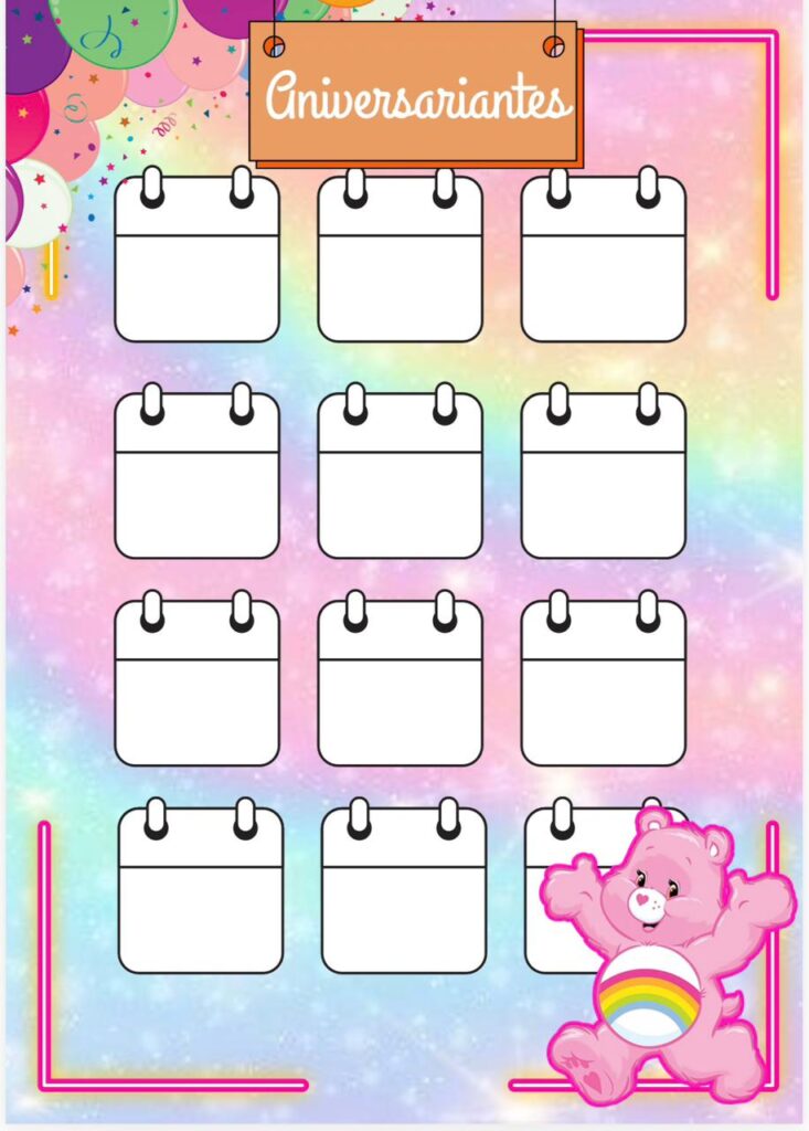 Planner dos Ursinhos Carinhosos Detalhe